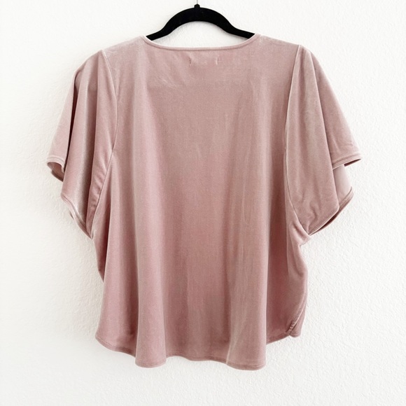 Madewell | Velvet Butterfly Sleeve Top Stretch Pink | L - Picture 2 of 7